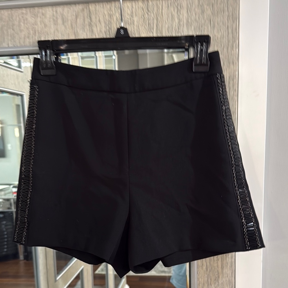 Black Women’s Dress Shorts with Side Bead Trim